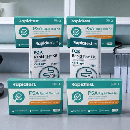 Kits de test PSA et FOB pour hommes à domicile - Résultats en 15 minutes, sans laboratoire ni rendez-vous.